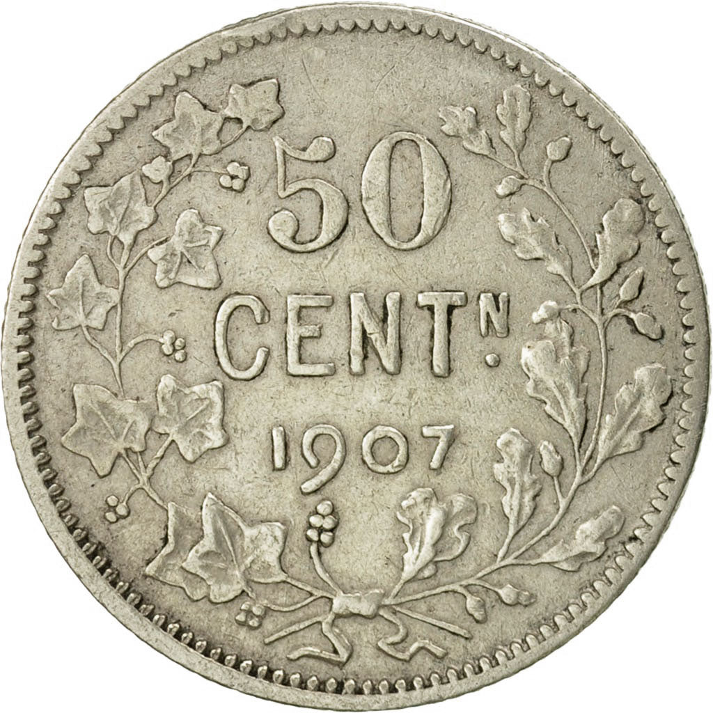 Moneda, Bélgica, 50 Centimes, 1907, MBC, Plata, KM:61.1