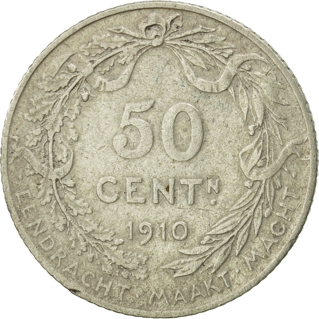 Moneda, Bélgica, 50 Centimes, 1910, MBC, Plata, KM:71