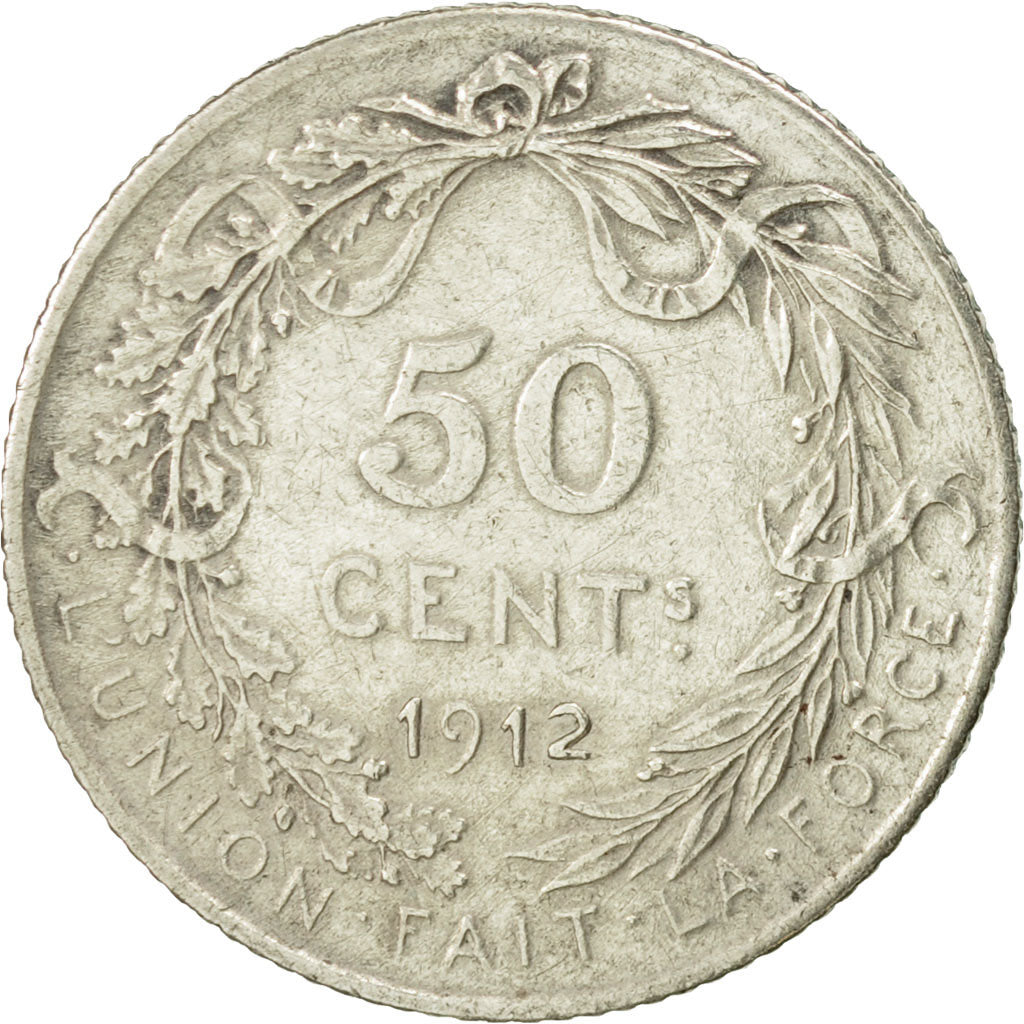 Belgium, 50 Centimes, 1912, EF(40-45), Silver, KM:70
