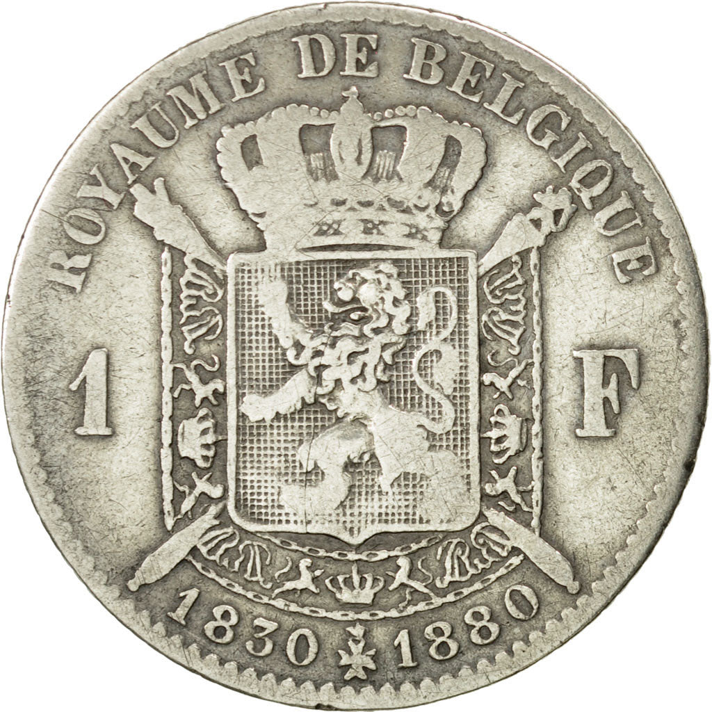Coin, Belgium, Leopold II, Franc, 1880, VF(30-35), Silver, KM:38