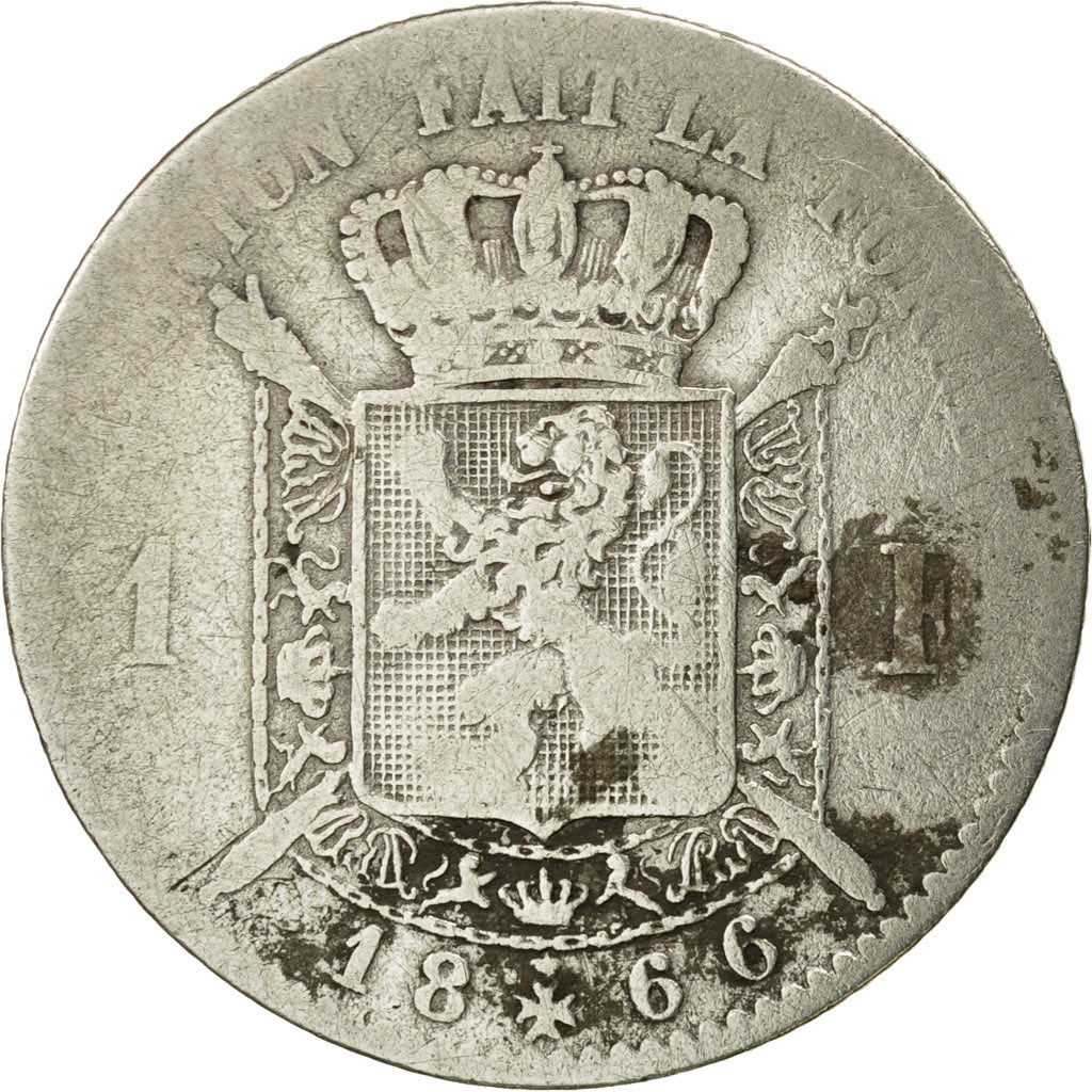 Belgium, Leopold II, Franc, 1866, VF(20-25), Silver, KM:28.1