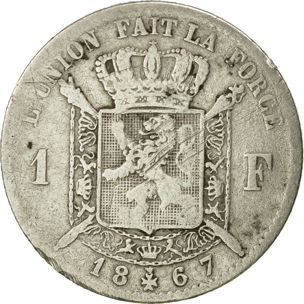 Coin, Belgium, Leopold II, Franc, 1867, VF(20-25), Silver, KM:28.1