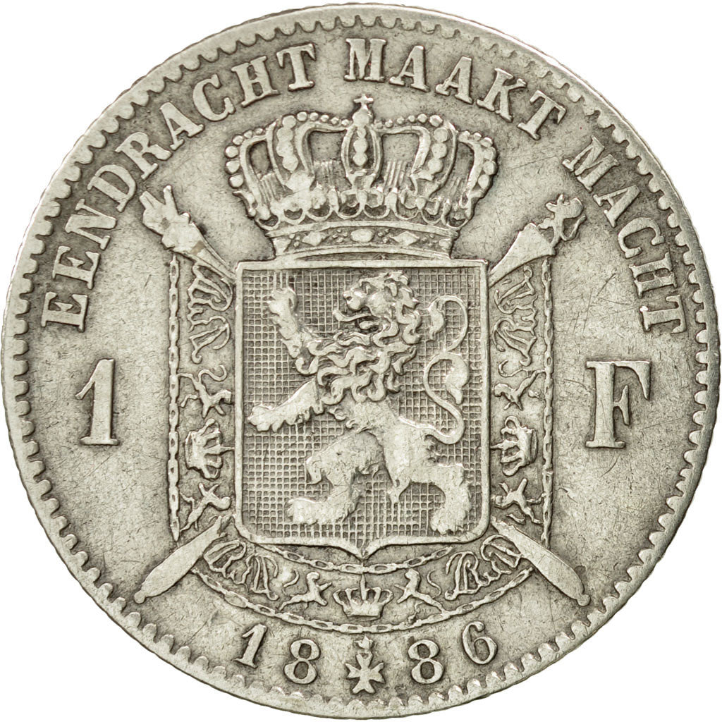 Coin, Belgium, Leopold II, Franc, 1886, EF(40-45), Silver, KM:29.1
