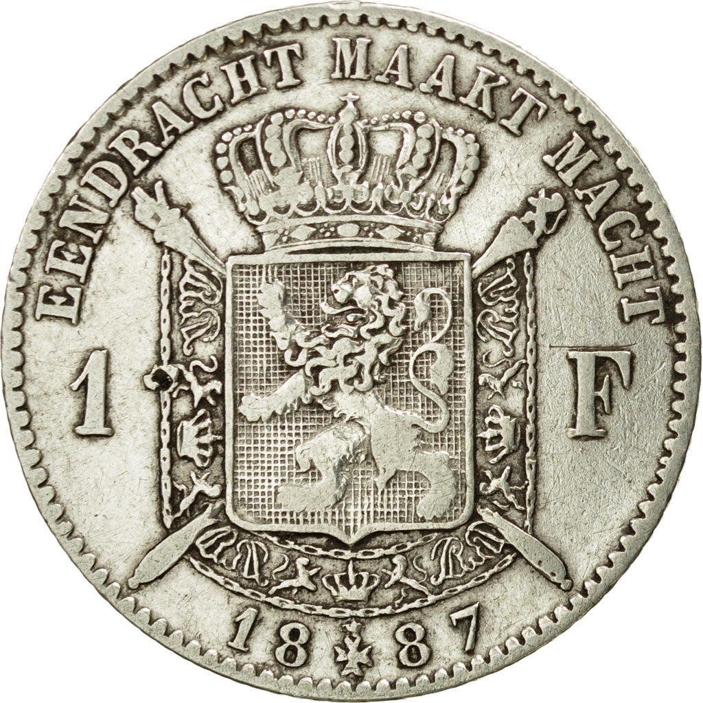 Coin, Belgium, Leopold II, Franc, 1887, EF(40-45), Silver, KM:29.1