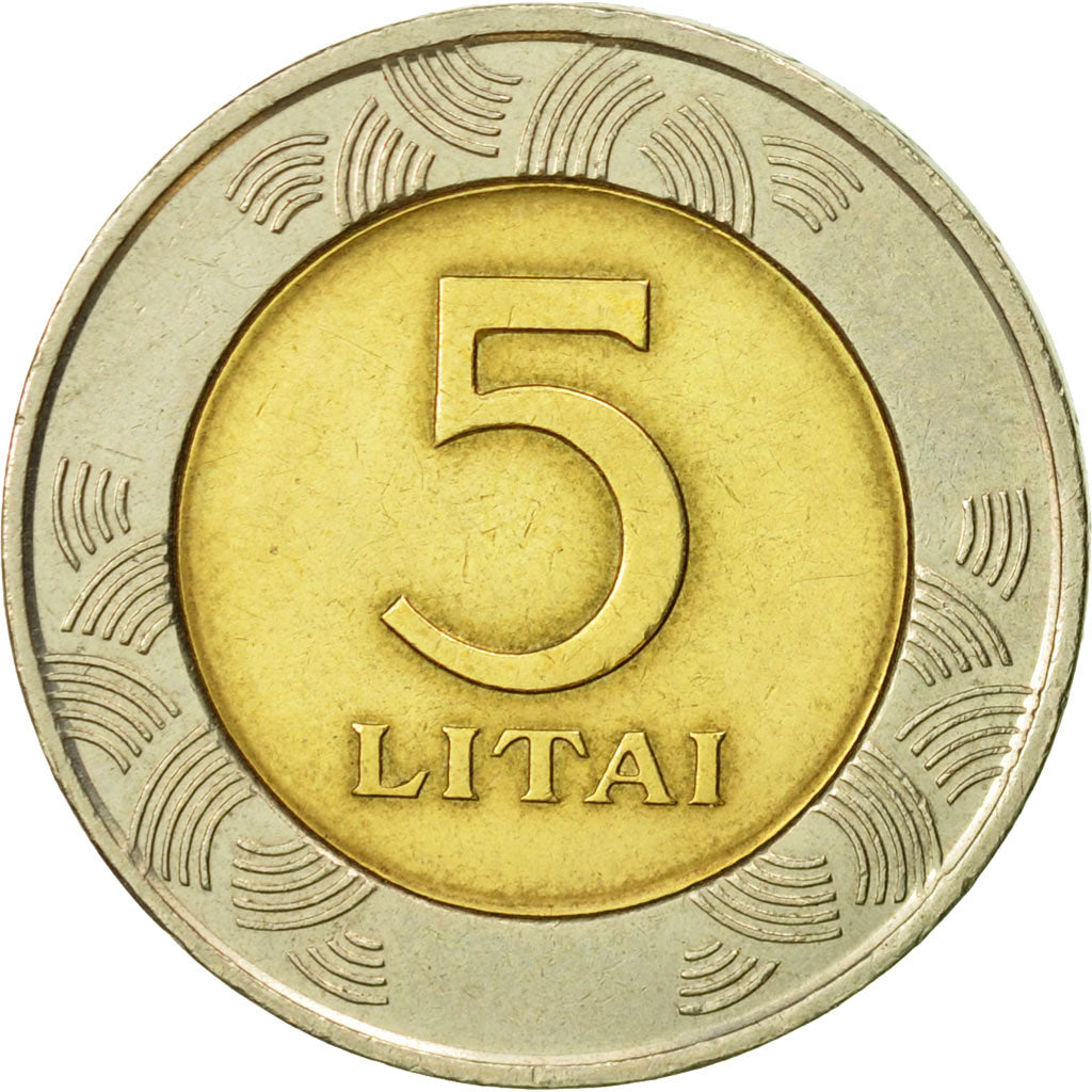 Lituania, 5 Litai, 1999, MBC, Bimetálico, KM:113