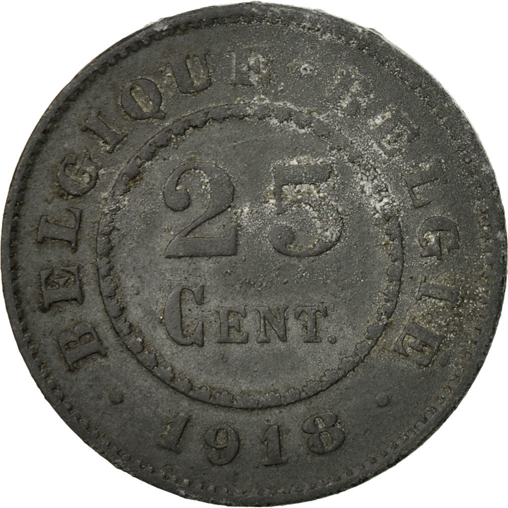 Coin, Belgium, 25 Centimes, 1918, VF(30-35), Zinc, KM:82