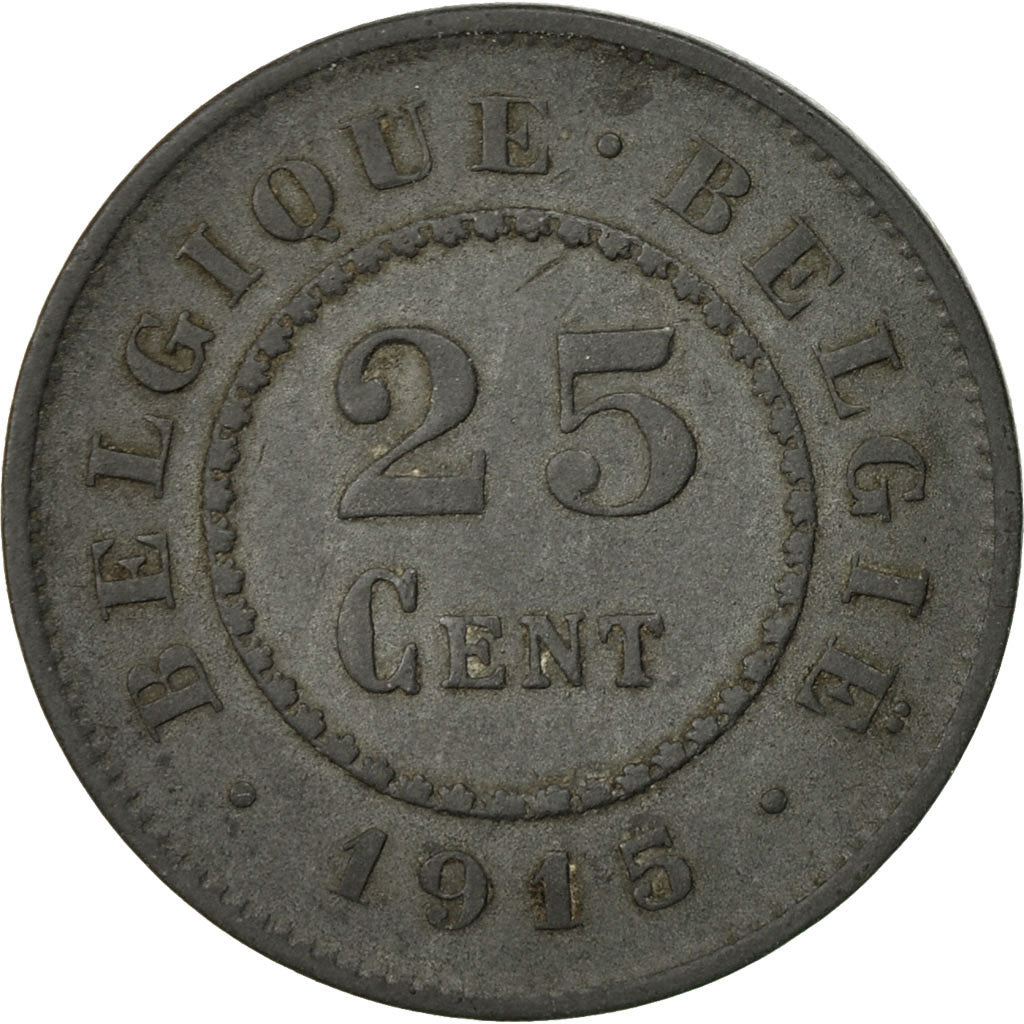 Coin, Belgium, 25 Centimes, 1915, EF(40-45), Zinc, KM:82