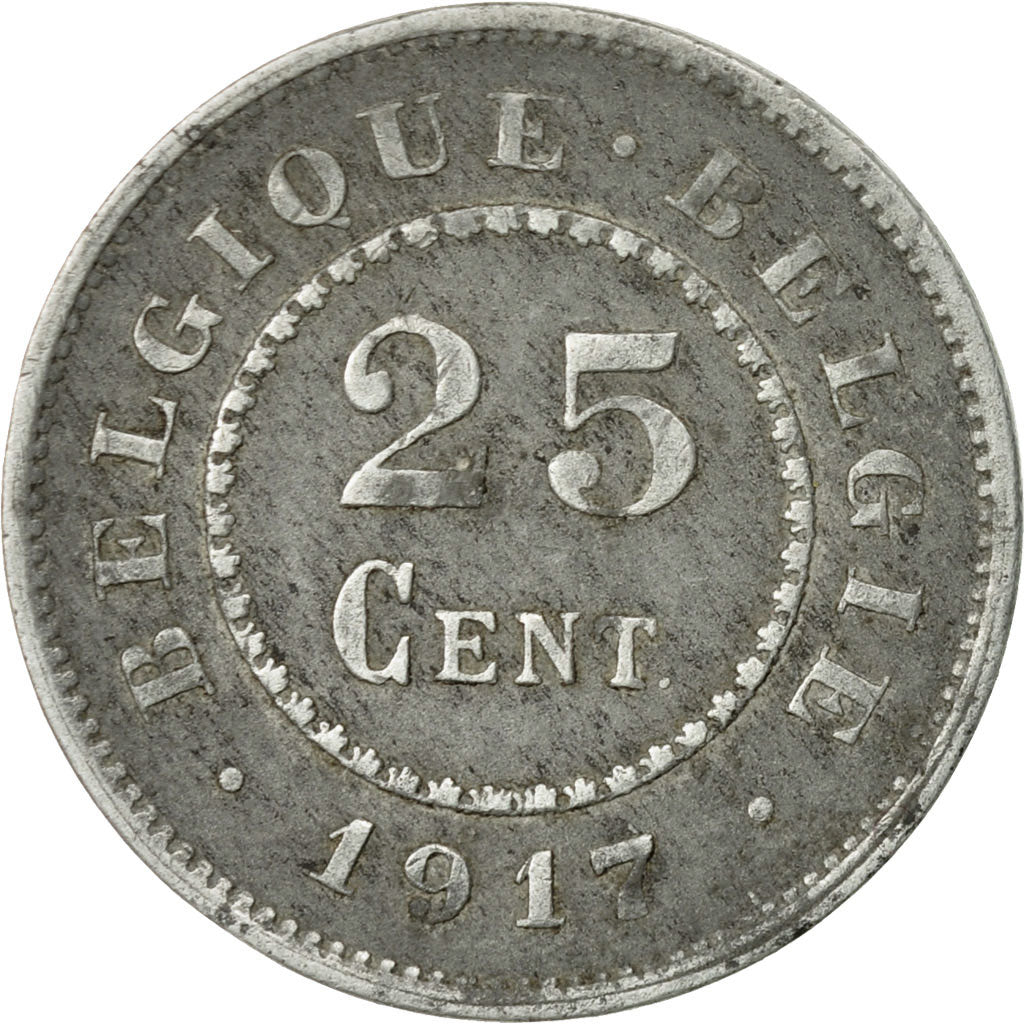 Coin, Belgium, 25 Centimes, 1917, EF(40-45), Zinc, KM:82