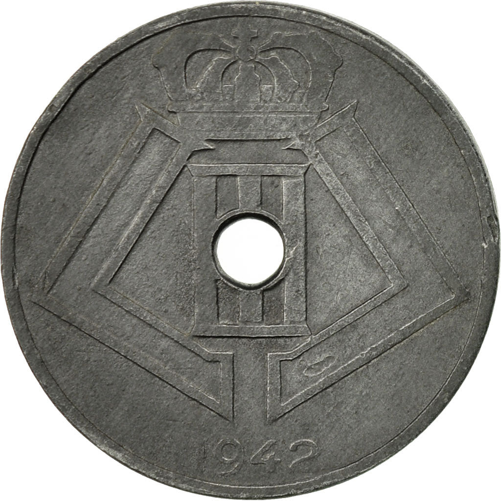 Coin, Belgium, 25 Centimes, 1942, EF(40-45), Zinc, KM:132