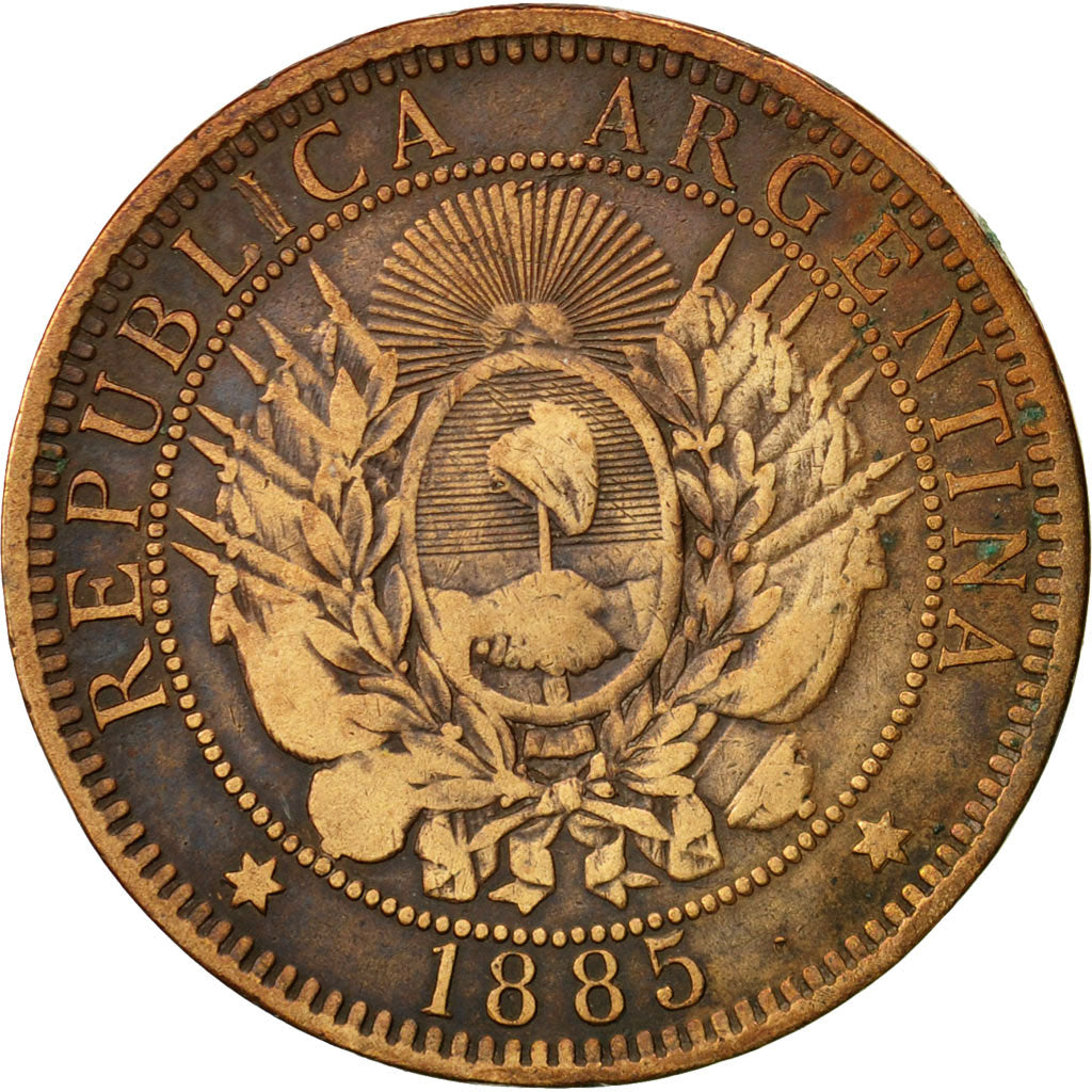 Argentina, 2 Centavos, 1885, MBC, Bronce, KM:33
