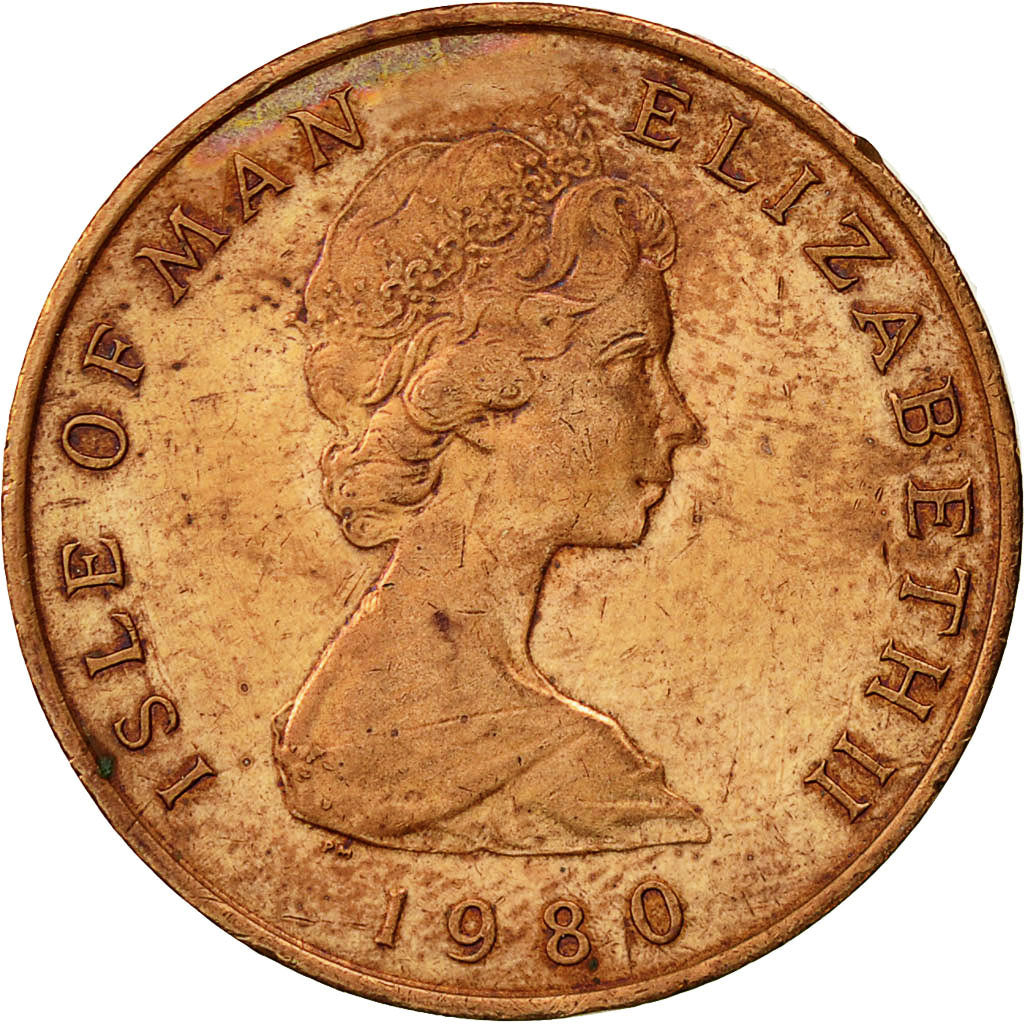 Isola di Man, Elizabeth II, 2 Pence, 1980, Pobjoy Mint, BB, Bronzo, KM:60