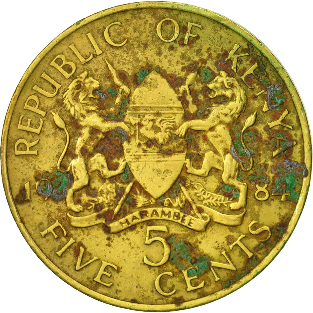 Coin, Kenya, 5 Cents, 1984, British Royal Mint, VF(30-35), Nickel-brass, KM:17
