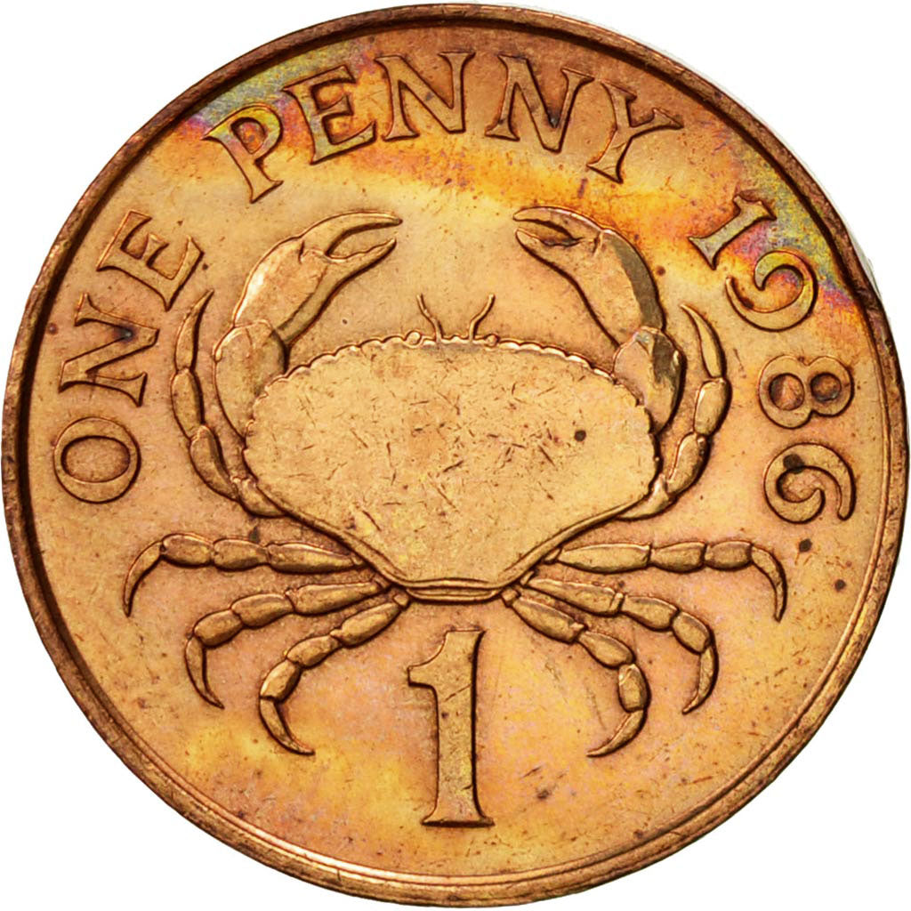 Coin, Guernsey, Elizabeth II, Penny, 1986, Heaton, EF(40-45), Bronze, KM:40