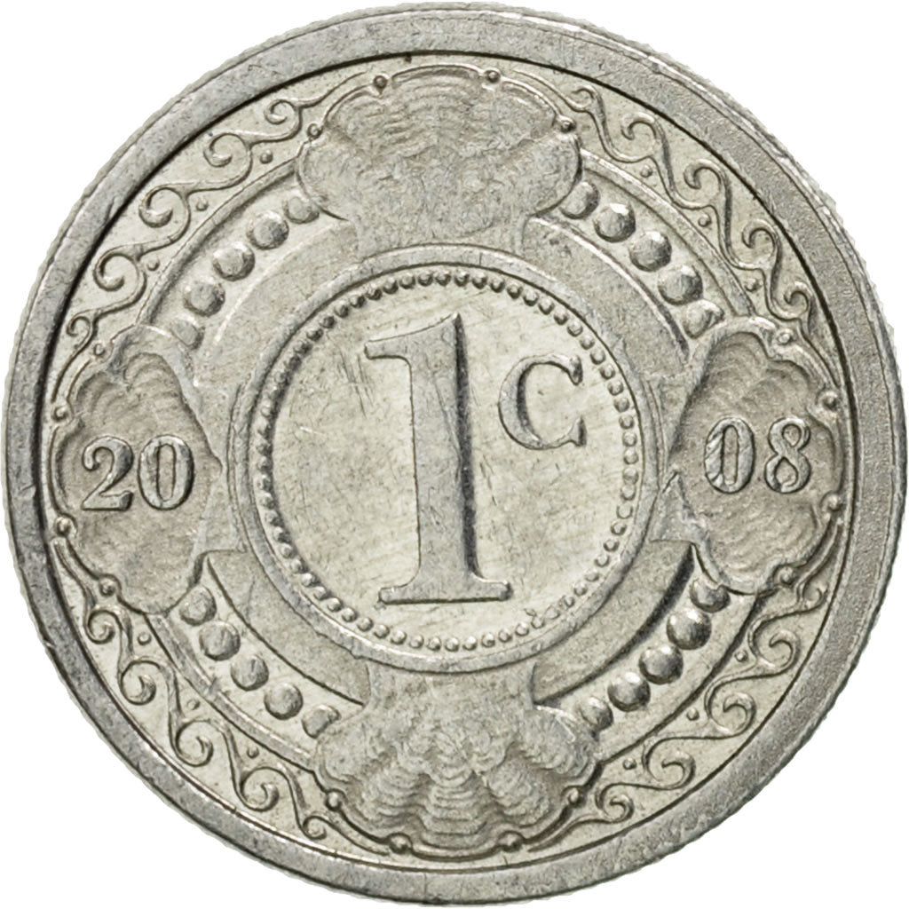 Coin, Netherlands Antilles, Beatrix, Cent, 2008, Utrecht, AU(55-58), Aluminum