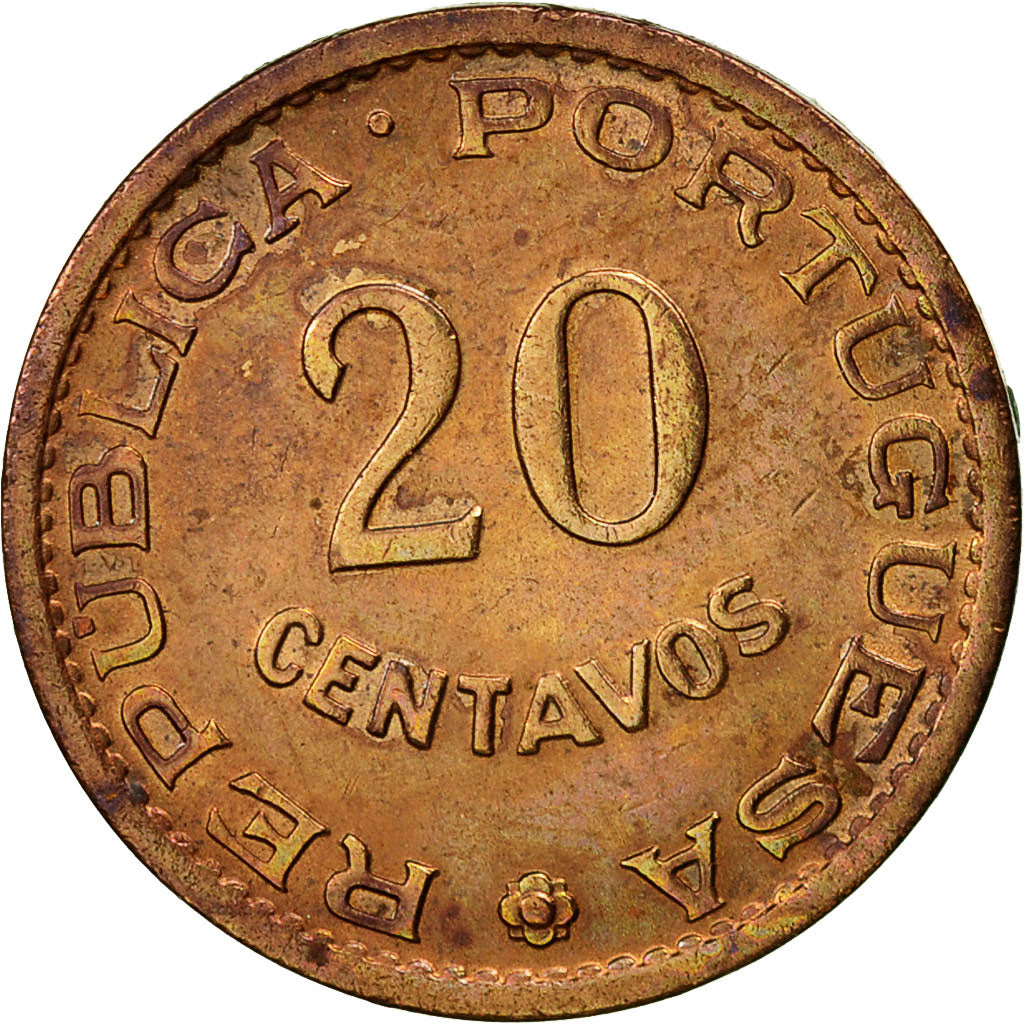 Munten, Timor, 20 Centavos, 1970, Lisbon, ZF, Bronze, KM:17