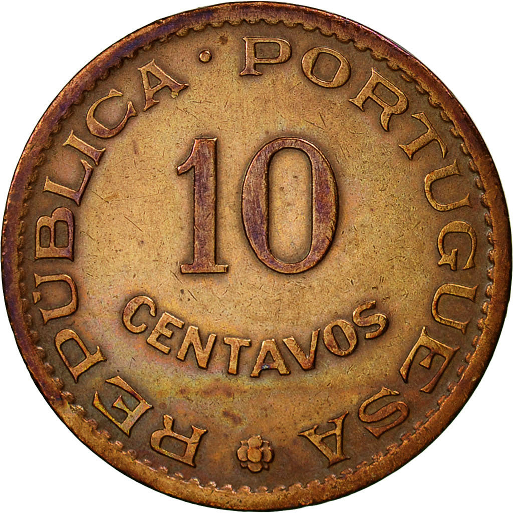 INDIA-PORTUGUESE, 10 Centavos, 1958, EF(40-45), Bronze, KM:30