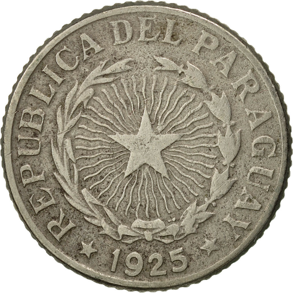 Paraguay, Peso, 1925, MBC, Cobre - níquel, KM:13