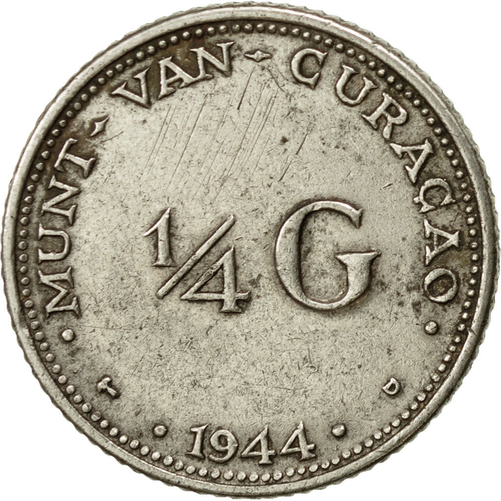 Curacao, 1/4 Gulden, 1944, Denver, USA, EF(40-45), Silver, KM:44