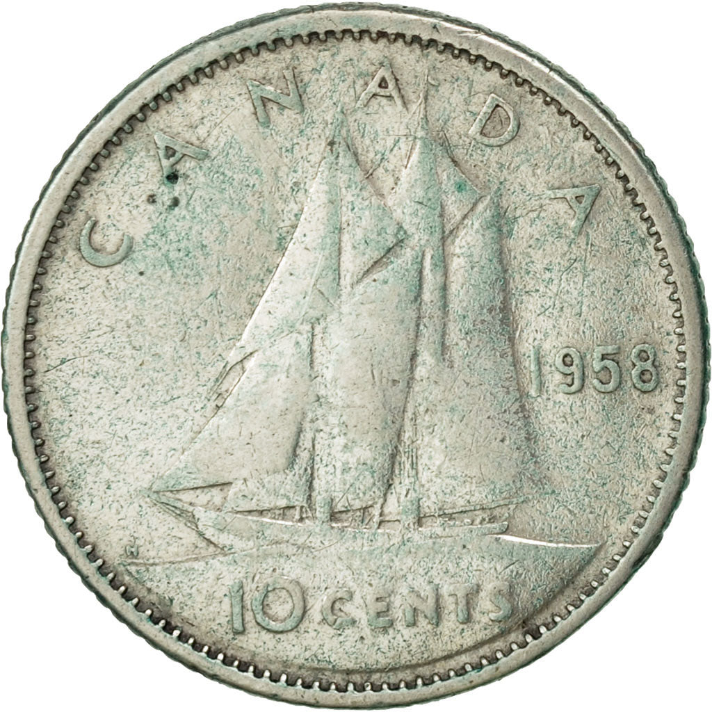 Moneta, Canada, Elizabeth II, 10 Cents, 1958, Royal Canadian Mint, Ottawa, BB