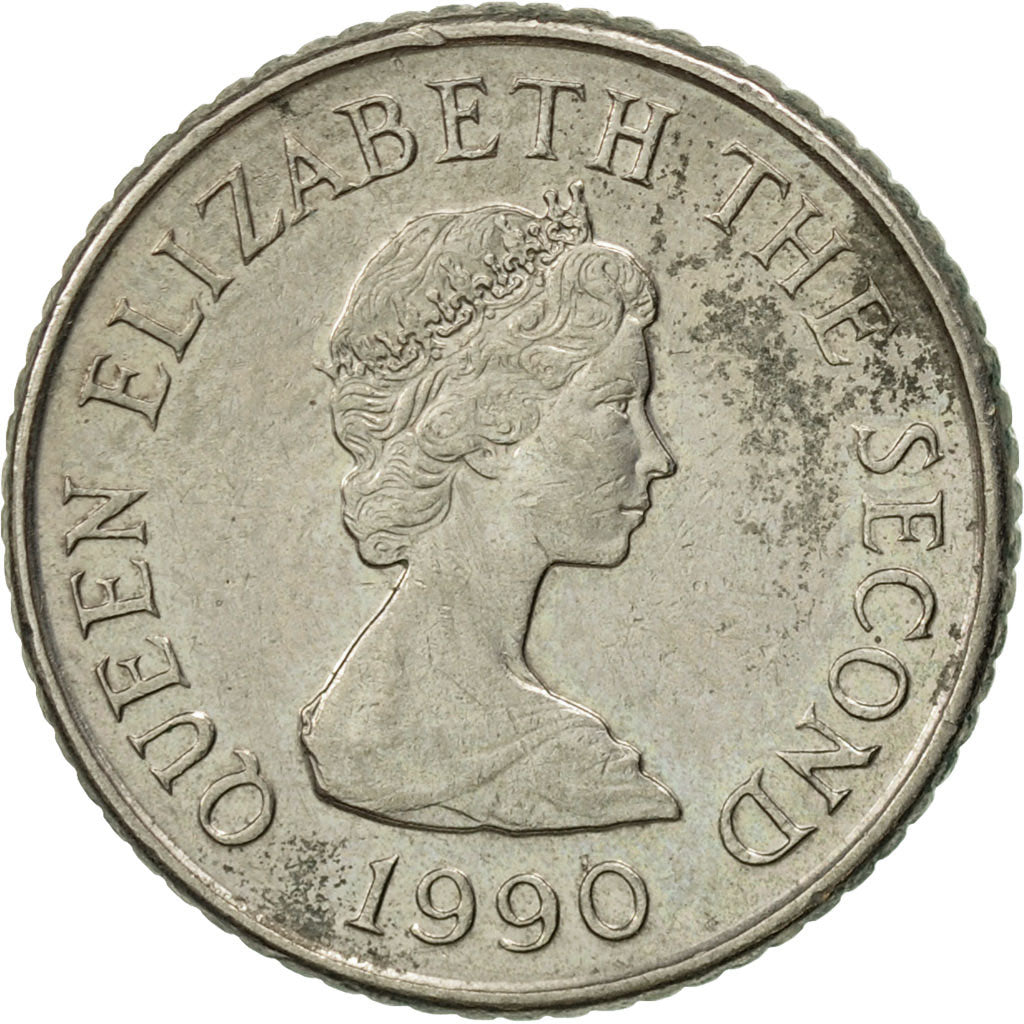 Monnaie, Jersey, Elizabeth II, 5 Pence, 1990, TTB, Copper-nickel, KM:56.2