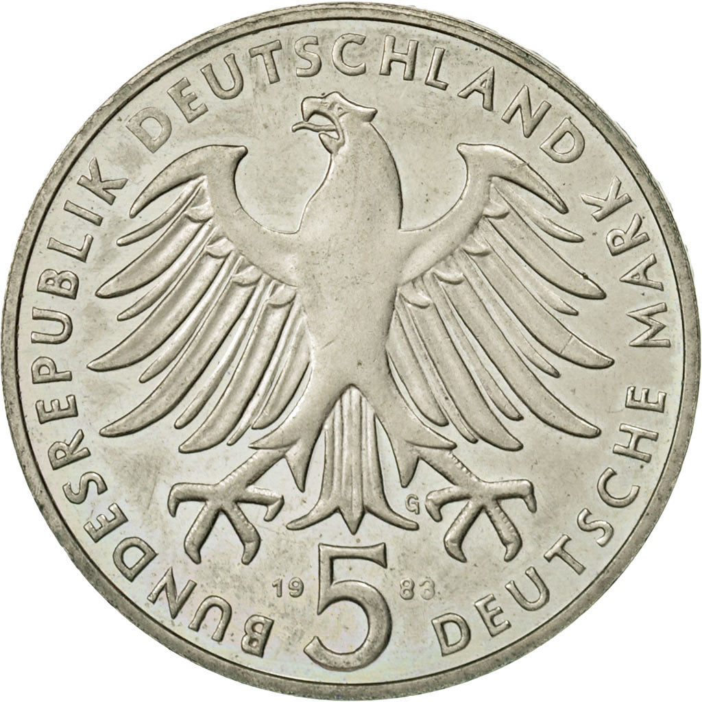Coin, GERMANY - FEDERAL REPUBLIC, 5 Mark, 1983, Karlsruhe, Germany, AU(55-58)