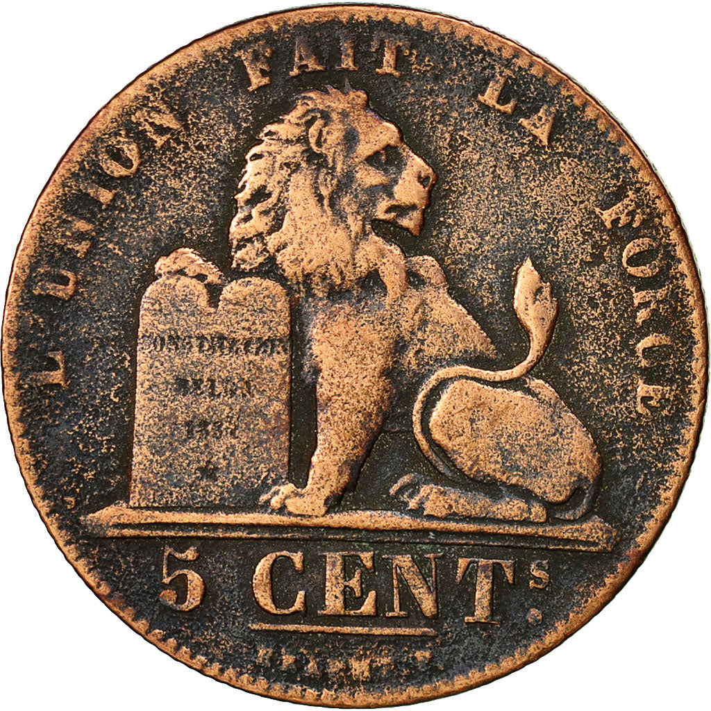 Coin, Belgium, Leopold I, 5 Centimes, 1856, VF(20-25), Copper, KM:5.1