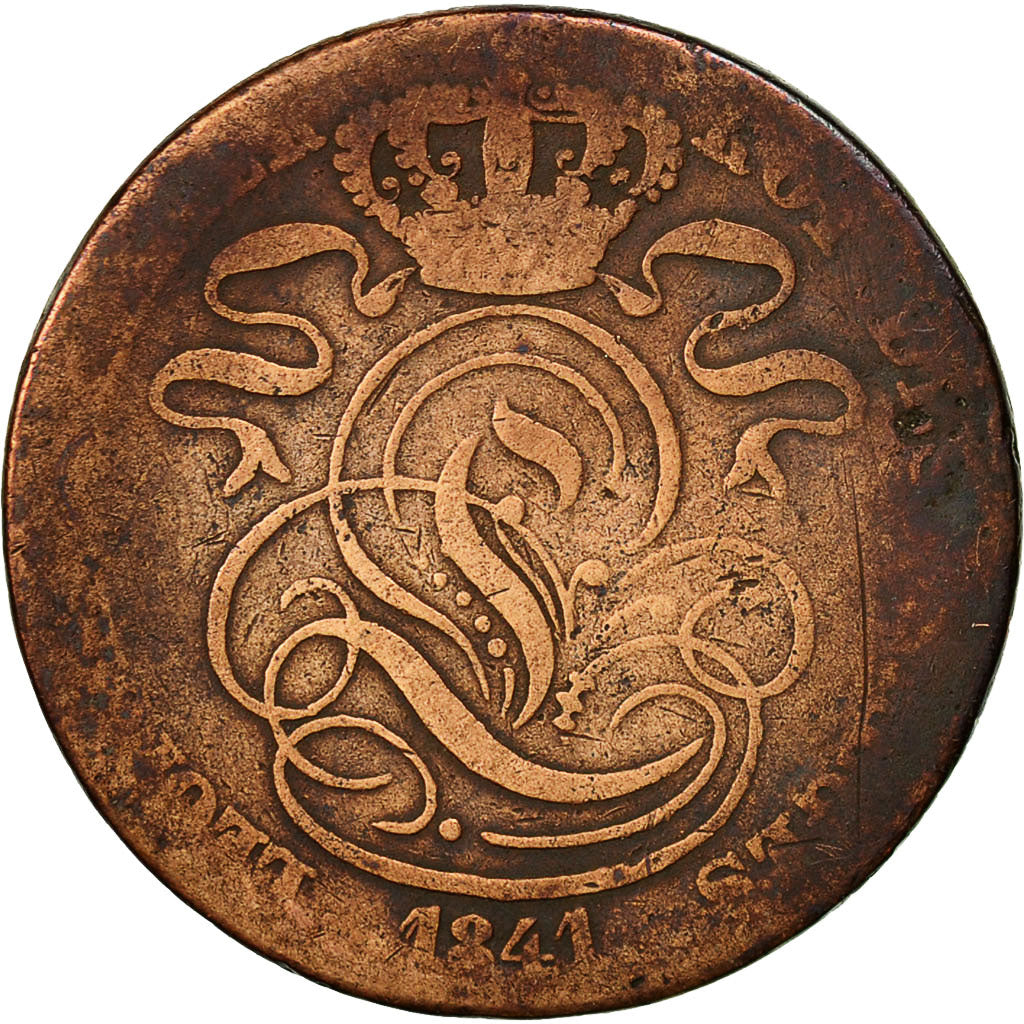 Coin, Belgium, Leopold I, 5 Centimes, 1841, F(12-15), Copper, KM:5.1