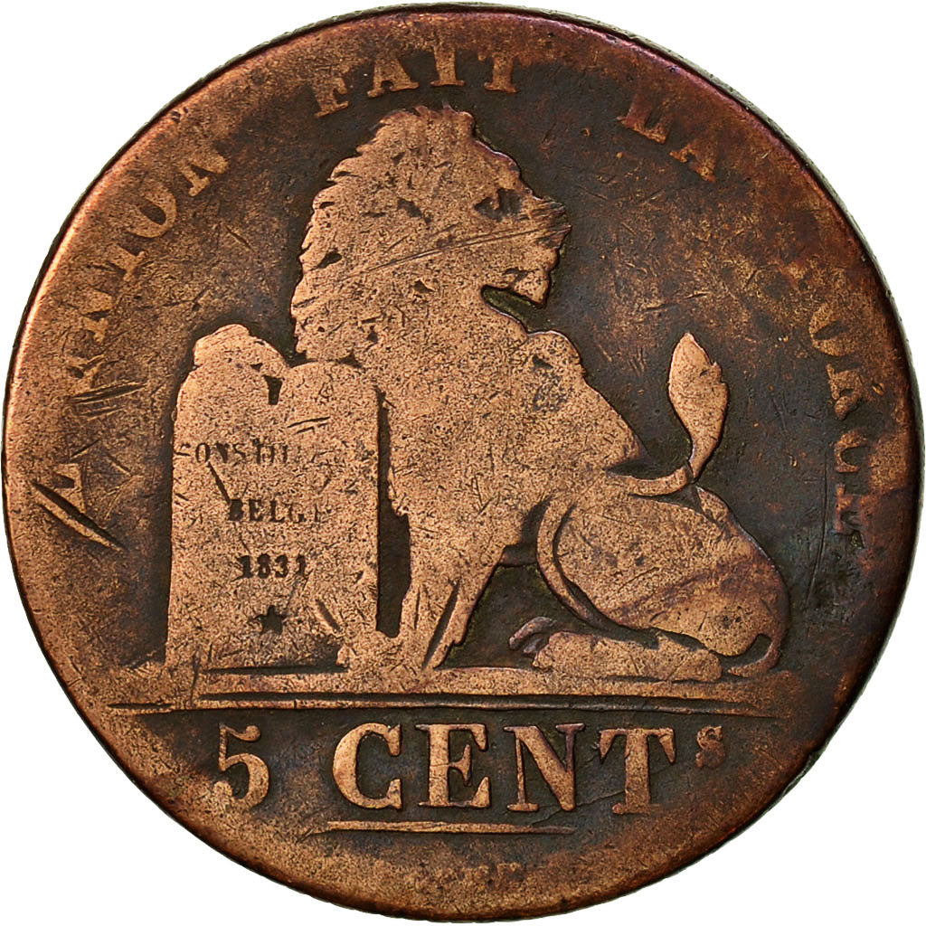 Coin, Belgium, Leopold I, 5 Centimes, 1841, F(12-15), Copper, KM:5.1