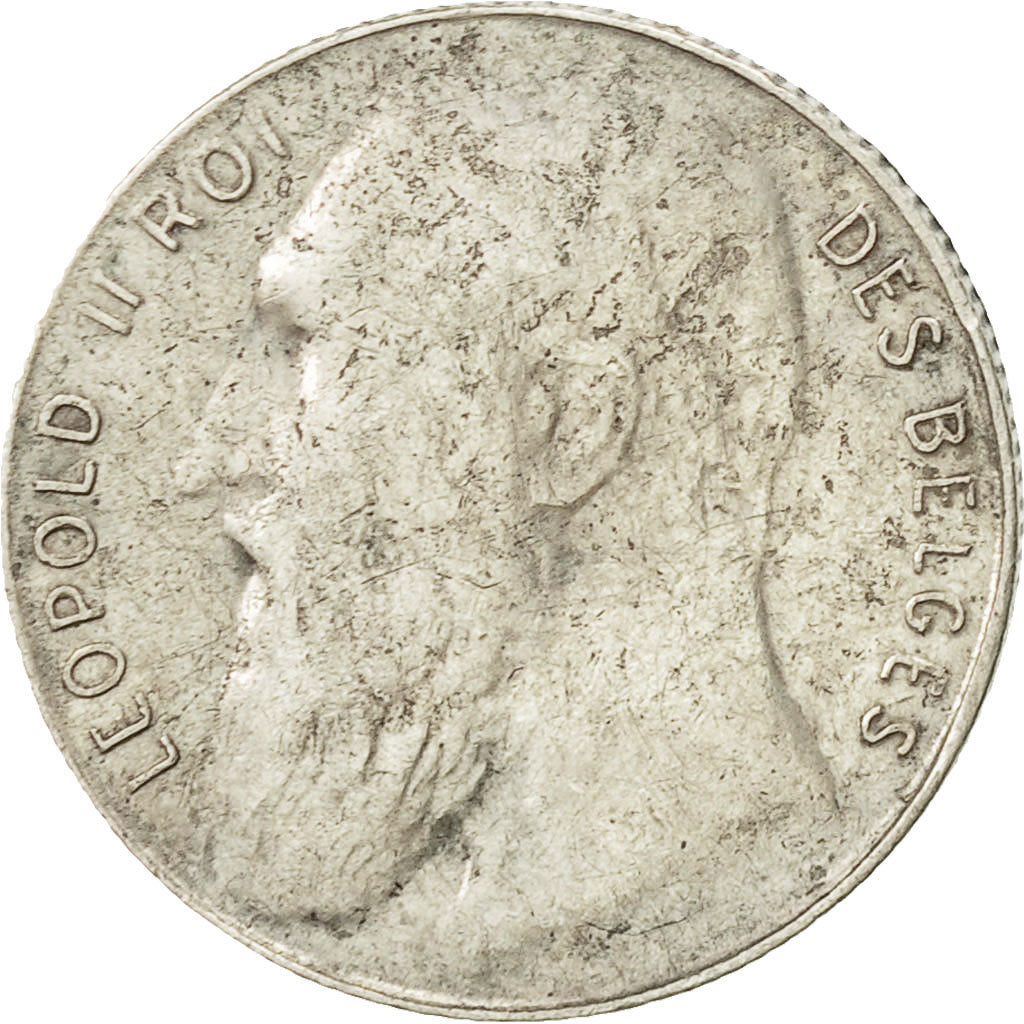 Bélgica, 50 Centimes, 1901, BC+, Plata, KM:50