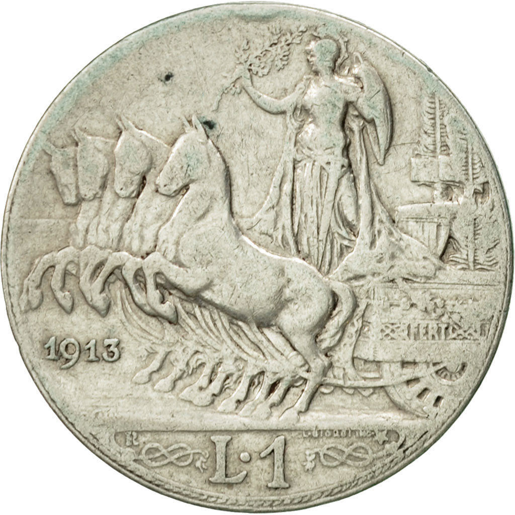 Italien, Vittorio Emanuele III, Lira, 1913, Rome, S+, Silber, KM:45