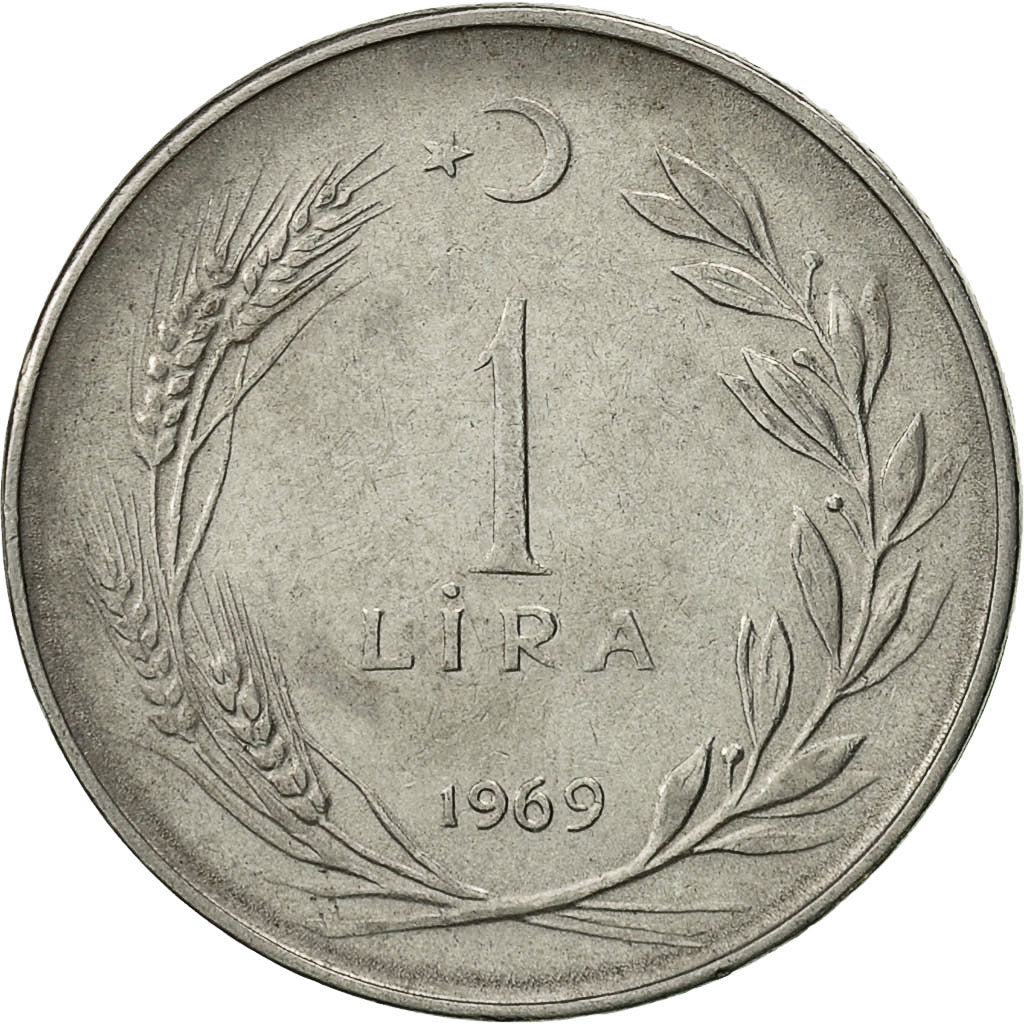 Coin, Turkey, Lira, 1969, EF(40-45), Stainless Steel, KM:889a.2