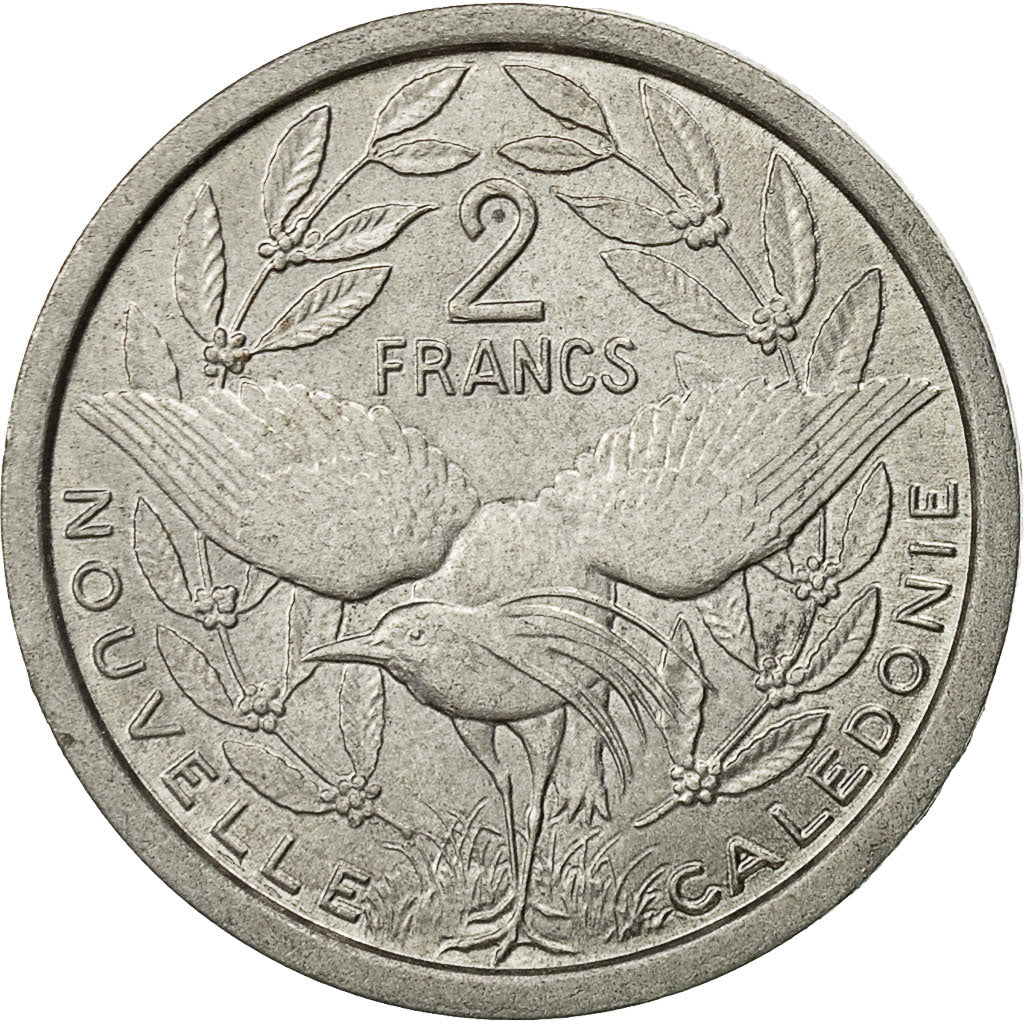 New Caledonia, 2 Francs, 1971, Paris, AU(50-53), Aluminum, KM:9