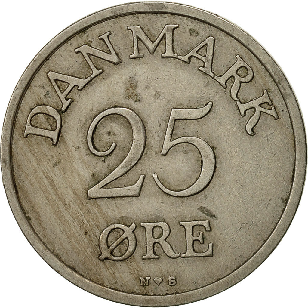 Moneta, Danimarca, Frederik IX, 25 Öre, 1950, Copenhagen, BB, Rame-nichel