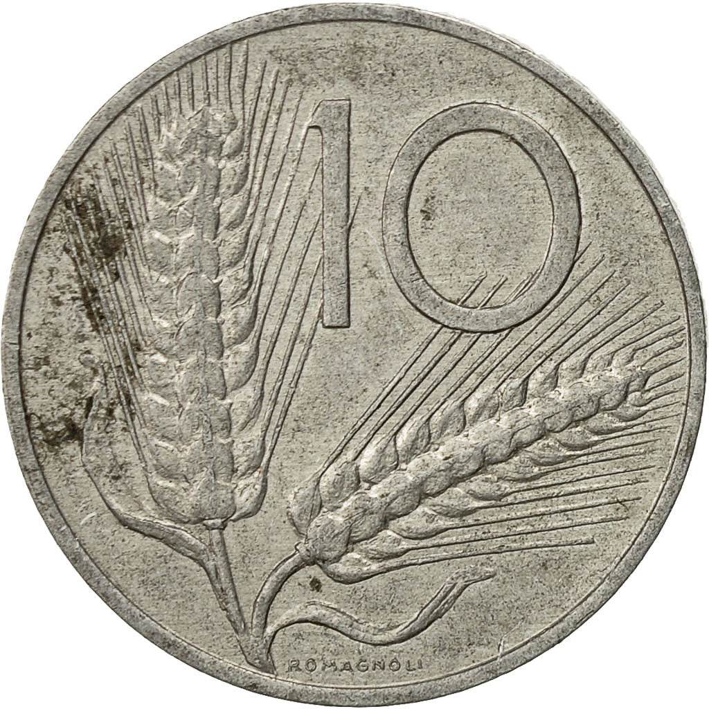 Coin, Italy, 10 Lire, 1972, Rome, EF(40-45), Aluminum, KM:93