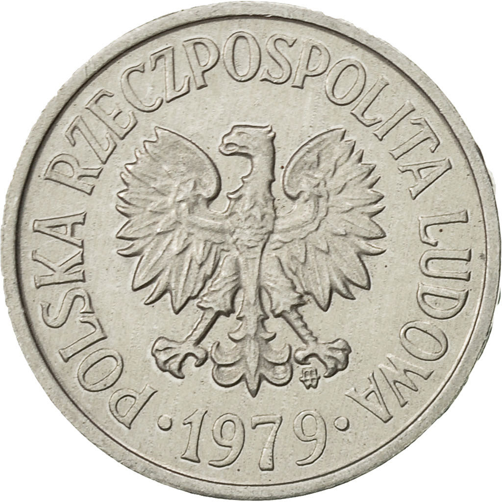 Coin, Poland, 20 Groszy, 1979, Warsaw, EF(40-45), Aluminum, KM:A47