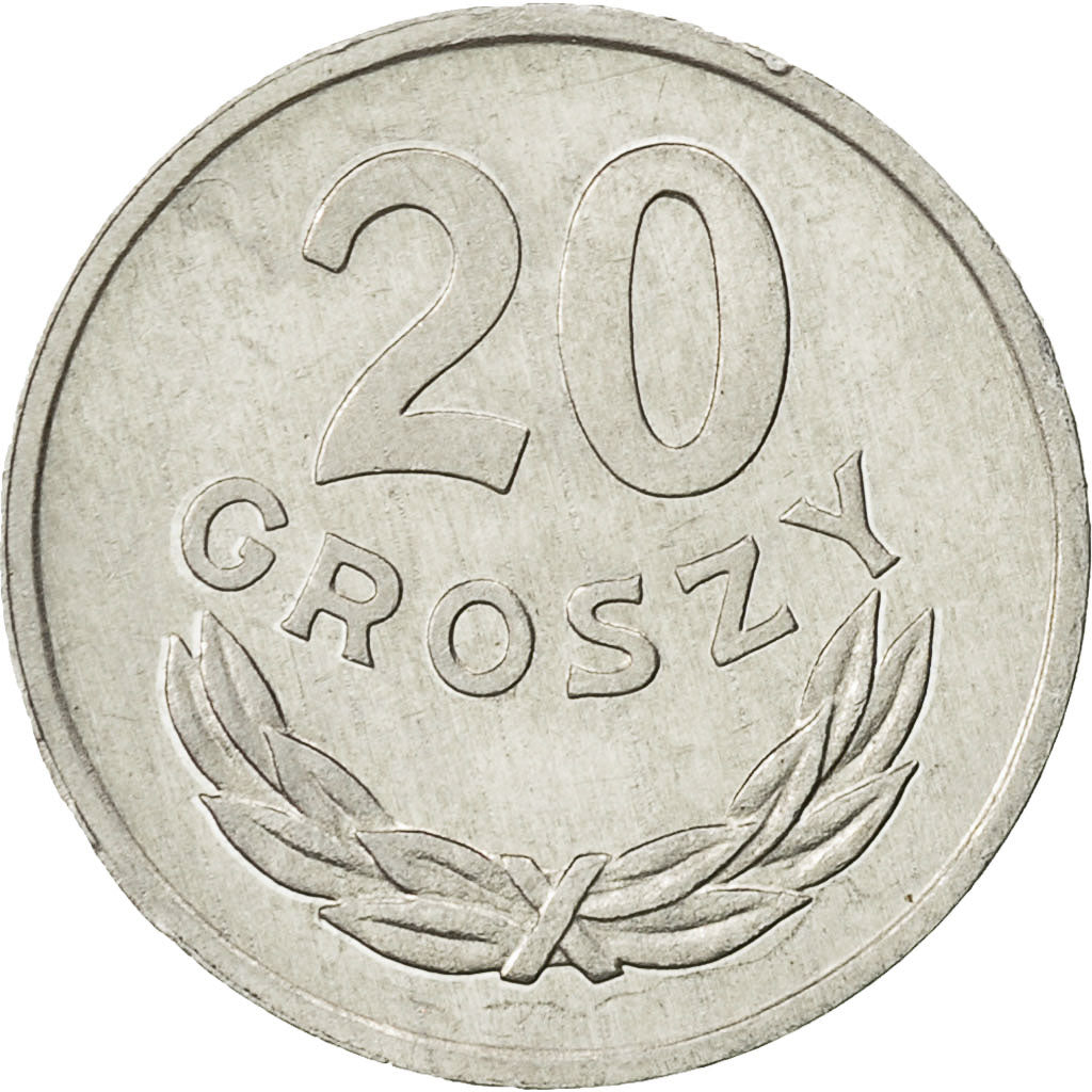 Coin, Poland, 20 Groszy, 1979, Warsaw, EF(40-45), Aluminum, KM:A47