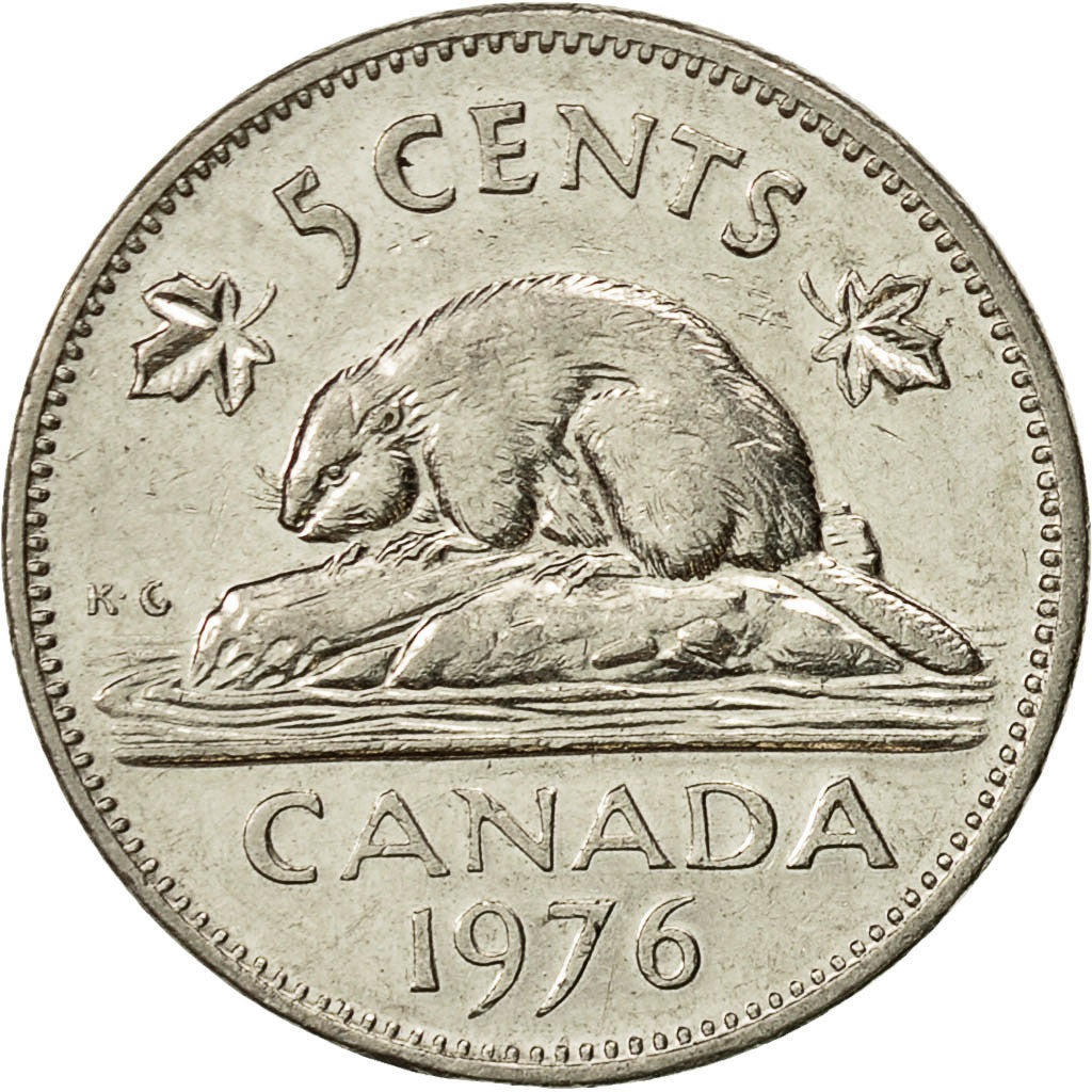 Coin, Canada, Elizabeth II, 5 Cents, 1976, Royal Canadian Mint, Ottawa