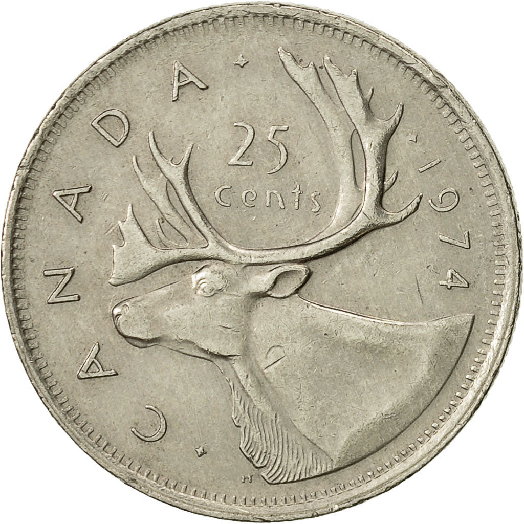 Moneda, Canadá, Elizabeth II, 25 Cents, 1974, Royal Canadian Mint, Ottawa, MBC
