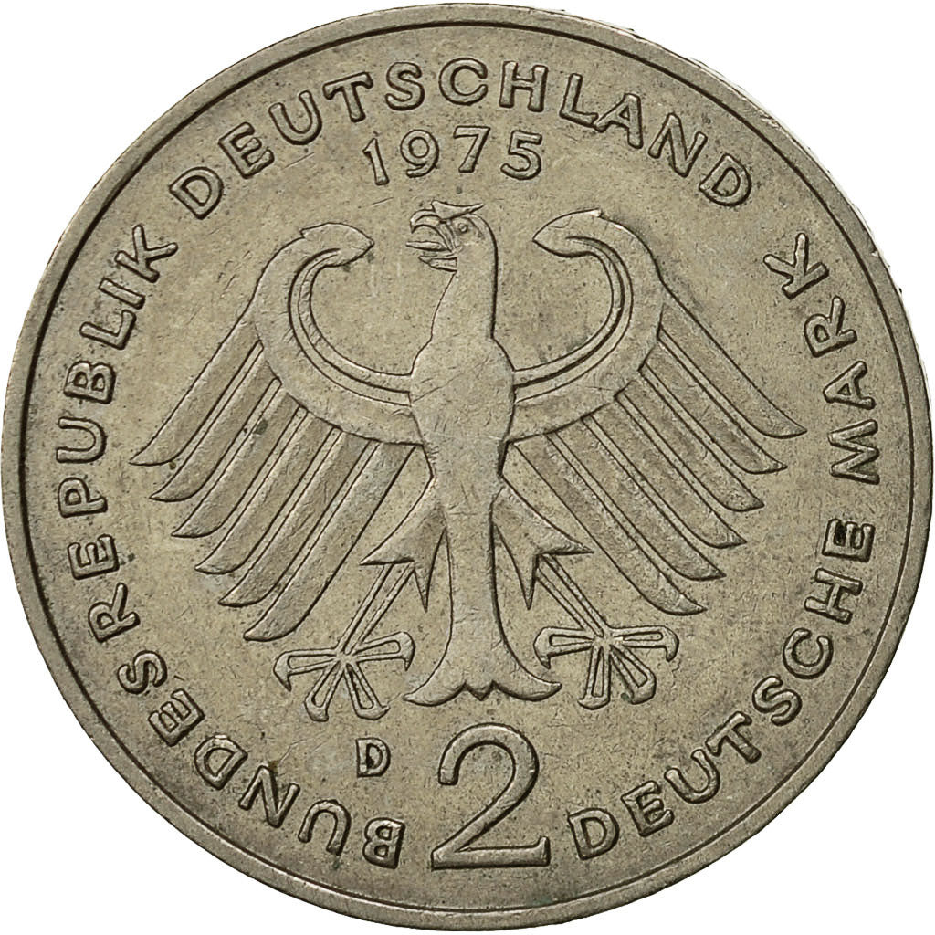 Münze, Bundesrepublik Deutschland, 2 Mark, 1975, Munich, SS, Copper-Nickel Clad