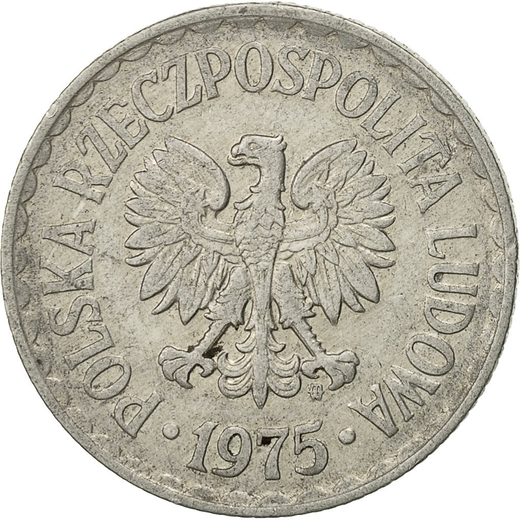Moneda, Polonia, Zloty, 1975, Warsaw, MBC, Aluminio, KM:49.1