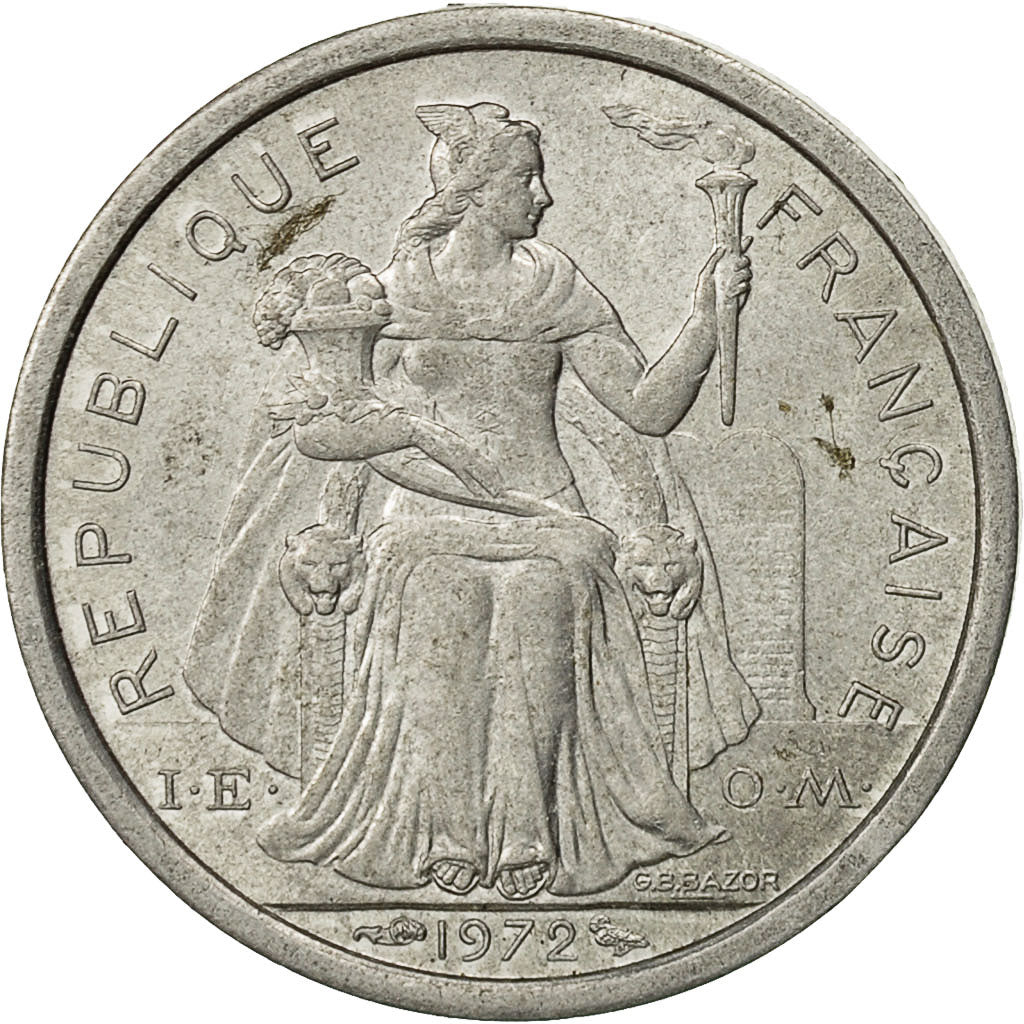 New Caledonia, Franc, 1972, Paris, AU(50-53), Aluminum, KM:10
