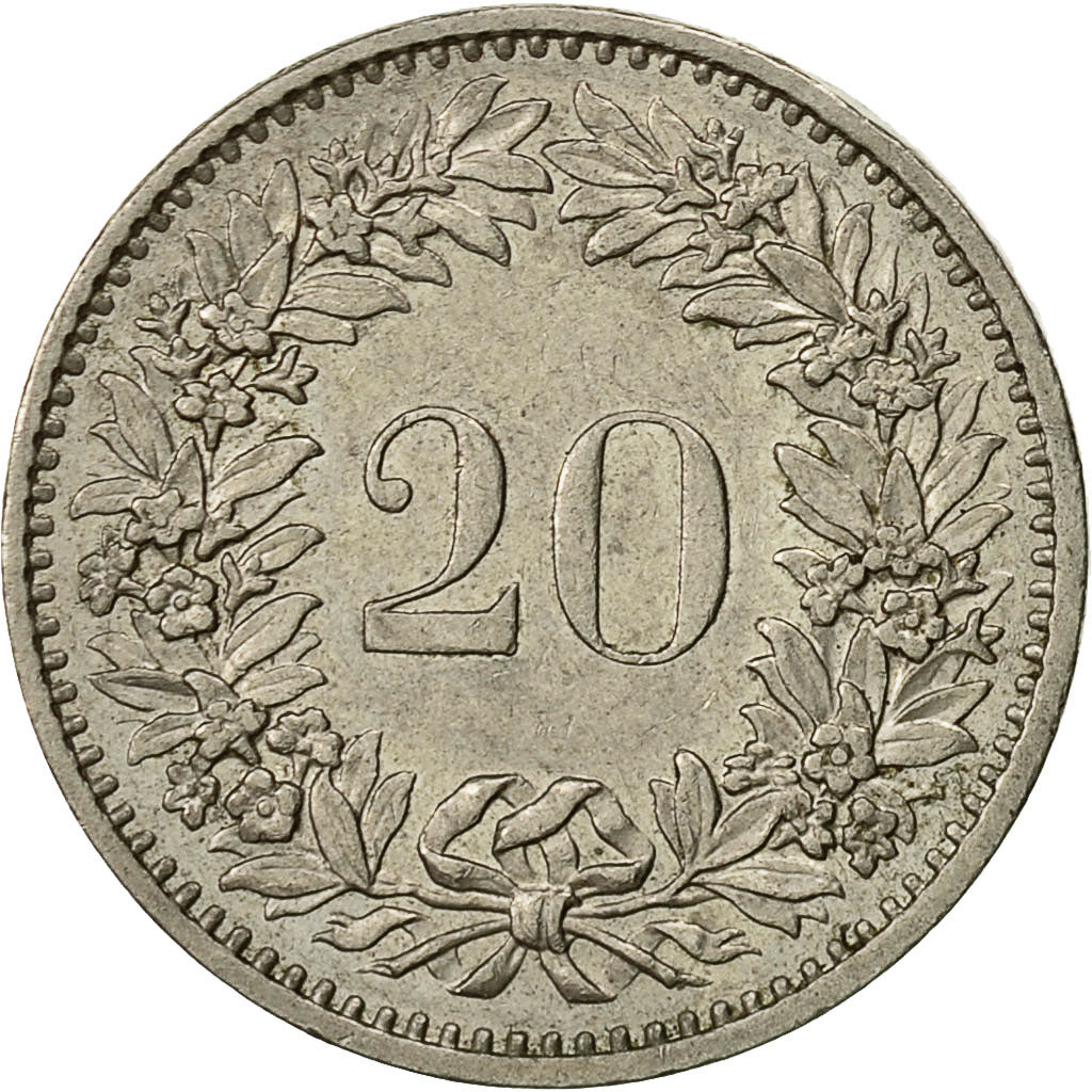 Moneta, Svizzera, 20 Rappen, 1975, Bern, BB+, Rame-nichel, KM:29a