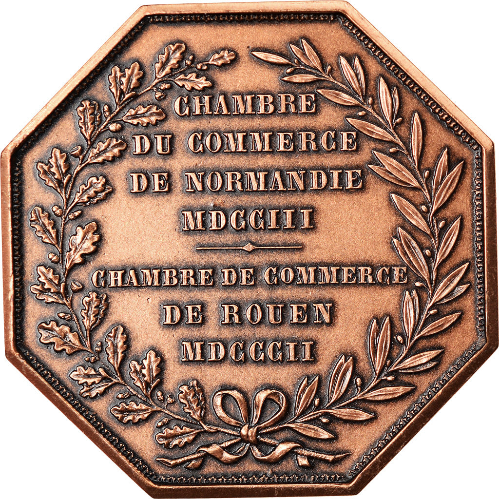 France, Token, Chambre de Commerce de Rouen, 1802, Lecomte, MS(64), Bronze