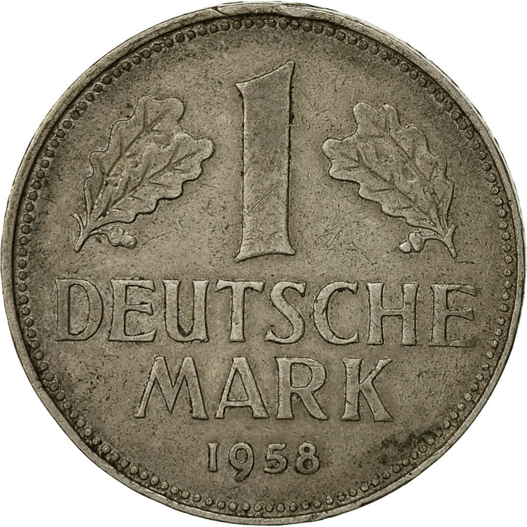 Coin, GERMANY - FEDERAL REPUBLIC, Mark, 1958, Hambourg, EF(40-45)