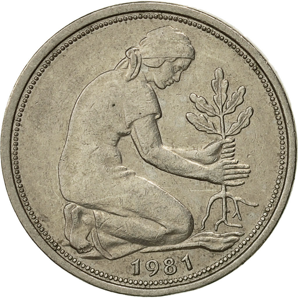 Moneta, GERMANIA - REPUBBLICA FEDERALE, 50 Pfennig, 1981, Munich, BB+