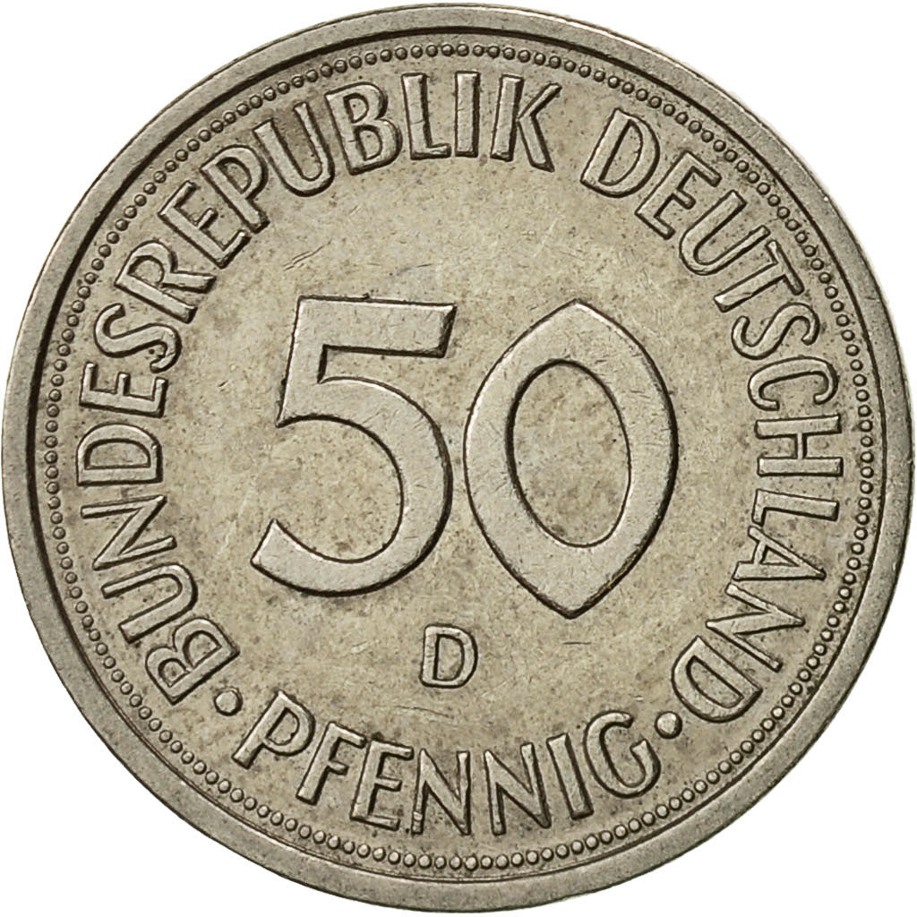 Moneta, GERMANIA - REPUBBLICA FEDERALE, 50 Pfennig, 1981, Munich, BB+