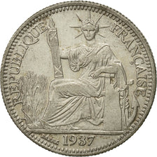 FRENCH INDO-CHINA, 10 Cents, 1937, Paris, EF(40-45), Silver, KM:16.2