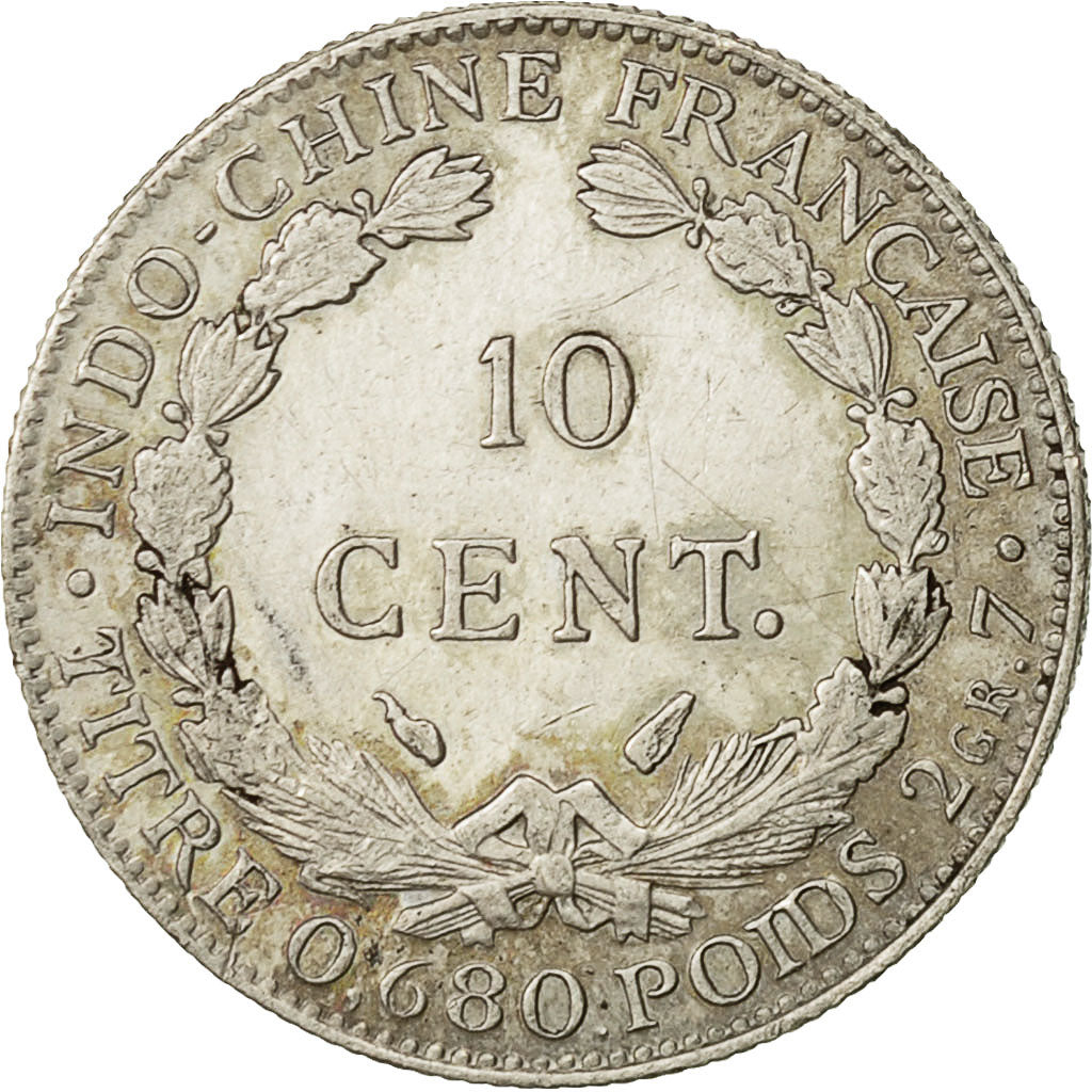 FRENCH INDO-CHINA, 10 Cents, 1937, Paris, EF(40-45), Silver, KM:16.2