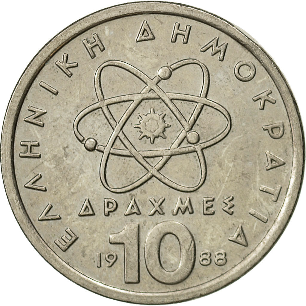 Coin, Greece, 10 Drachmes, 1988, EF(40-45), Copper-nickel, KM:132