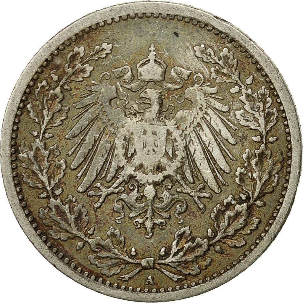 Coin, GERMANY - EMPIRE, 1/2 Mark, 1907, Berlin, EF(40-45), Silver, KM:17